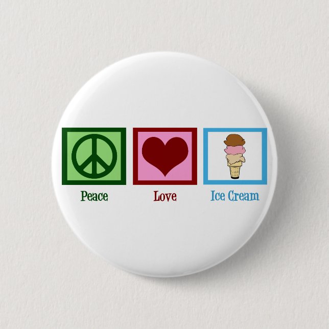 Badge Rond 5 Cm Peace Love Ice Cream (Devant)