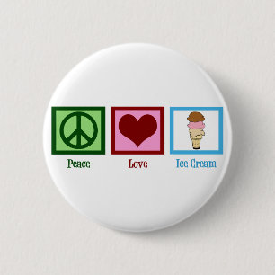 Badge Rond 5 Cm Peace Love Ice Cream