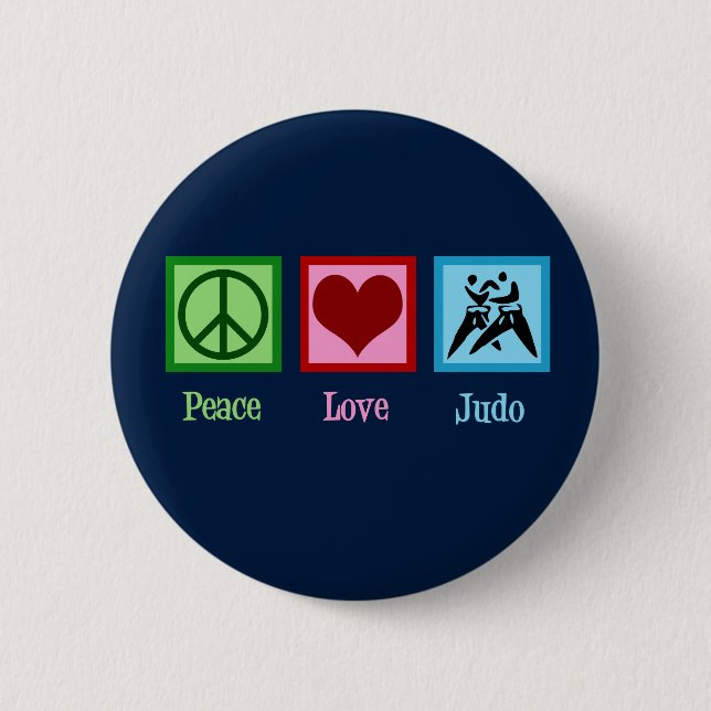 Badge Rond 5 Cm Peace Love Judo (Devant)