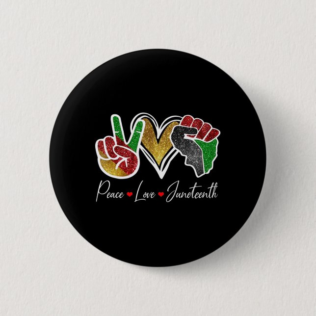 Badge Rond 5 Cm Peace Love Junetten Black Pride Freedom 4th Of J (Devant)