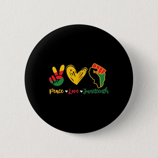 Badge Rond 5 Cm Peace Love Junetten Black Pride Freedom 4th Of J (Devant)