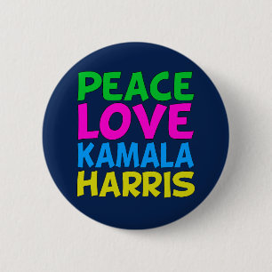 Badge Rond 5 Cm Peace Love Kamala Harris