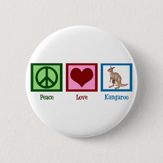 Badge Rond 5 Cm Peace Love Kangaroo (Devant)