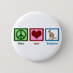 Badge Rond 5 Cm Peace Love Kangaroo