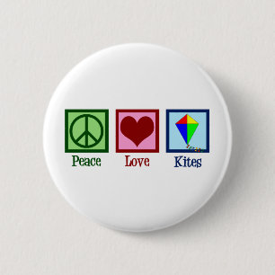 Badge Rond 5 Cm Peace Love Kites