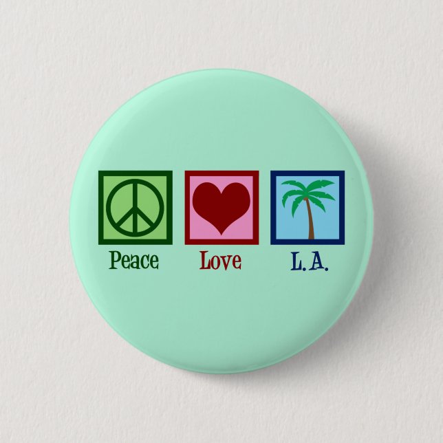 Badge Rond 5 Cm Peace Love L.A. | Cute Los Angeles (Devant)