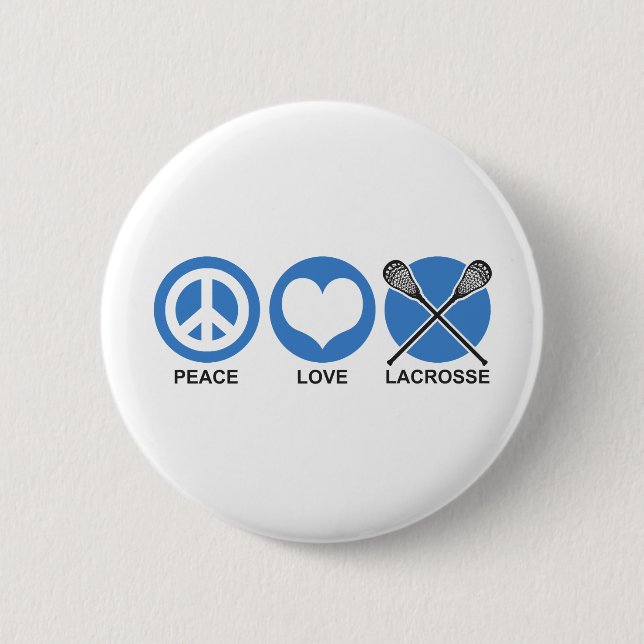 Badge Rond 5 Cm Peace Love Lacrosse (Devant)