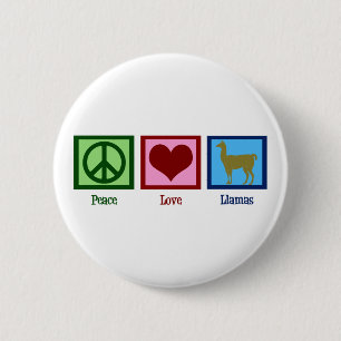 Badge Rond 5 Cm Peace Love Llamas
