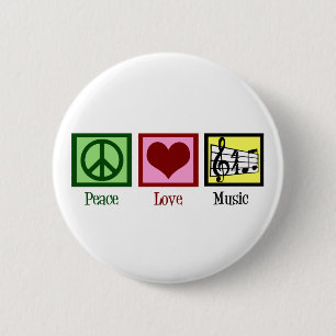 Badge Rond 5 Cm Peace Love Music