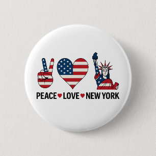 Badge Rond 5 Cm Peace Love New York