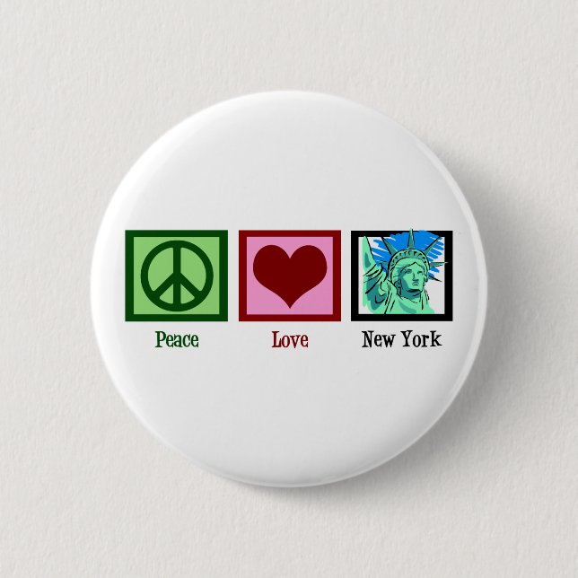 Badge Rond 5 Cm Peace Love New York (Devant)