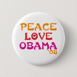 Badge Rond 5 Cm Peace Love Obama