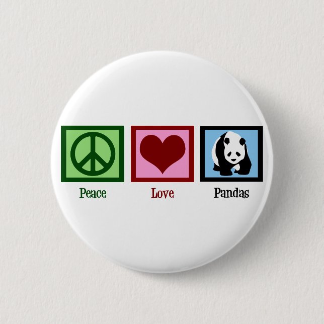 Badge Rond 5 Cm Peace Love Pandas (Devant)