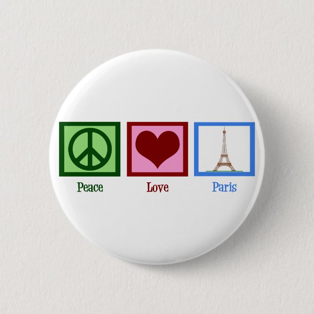Badge Rond 5 Cm Peace Love Paris (Devant)