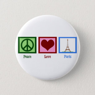 Badge Rond 5 Cm Peace Love Paris