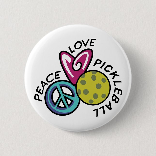 Badge Rond 5 Cm Peace Love Pickleball (Devant)