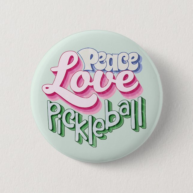 Badge Rond 5 Cm Peace Love Pickleball (Devant)