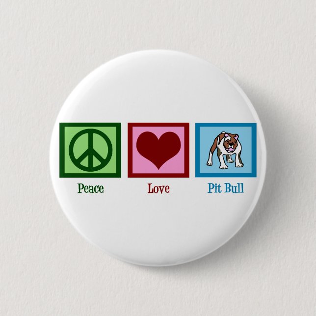 Badge Rond 5 Cm Peace Love Pit Bull (Devant)