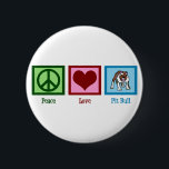 Badge Rond 5 Cm Peace Love Pit Bull<br><div class="desc">Un signe de paix vert,  coeur rouge et pitbull mignon. J'adore ces chiens amusants. Grand cadeau pour un propriétaire de pit bull.</div>