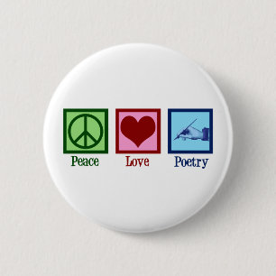 Badge Rond 5 Cm Peace Love Poetry Pretty Poet