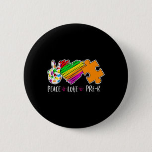 Badge Rond 5 Cm Peace Love Pre-K Autism Awareness - 100 days smart