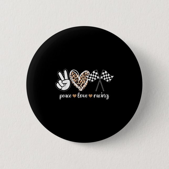 Badge Rond 5 Cm Peace Love Racing  (Devant)