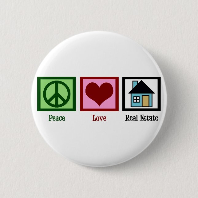 Badge Rond 5 Cm Peace Love Real Estate Company (Devant)