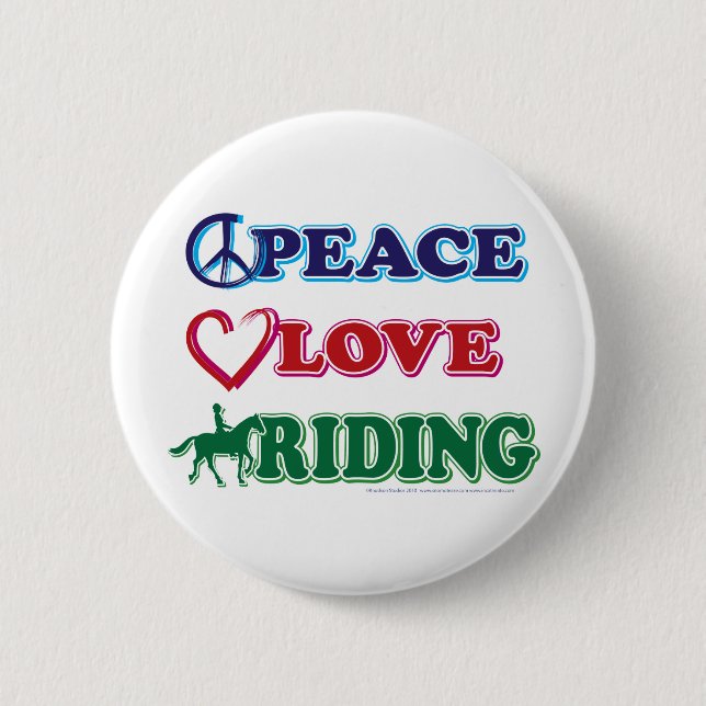 Badge Rond 5 Cm Peace Love Riding (Devant)