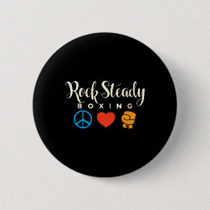 Badge Rond 5 Cm Peace Love Rock Steady Boxing Parkinson's