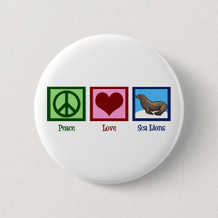Badge Rond 5 Cm Peace Love Sea Lions