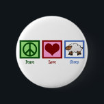 Badge Rond 5 Cm Peace Love Sheep<br><div class="desc">Un joli dessin de mouton pour une fermière. Un signe de paix,  un coeur,  et un mignon bébé mouton. Baa !</div>
