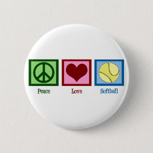 Badge Rond 5 Cm Peace Love Softball