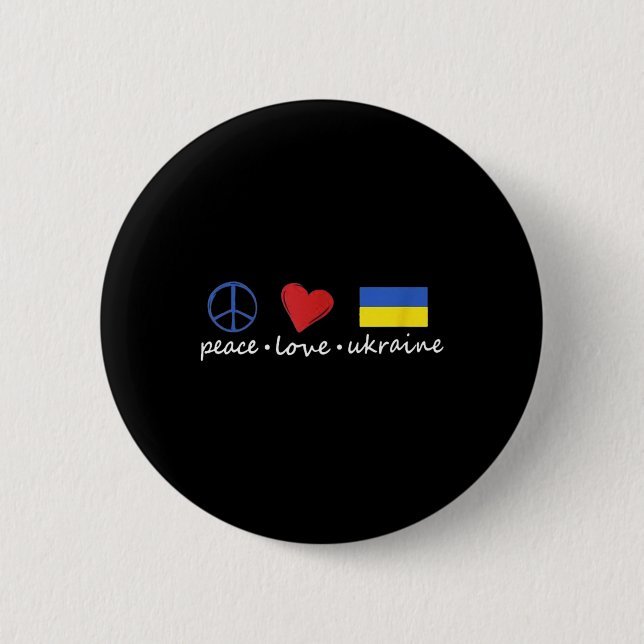 Badge Rond 5 Cm Peace Love Stand With Ukraine Support Stop War (Devant)