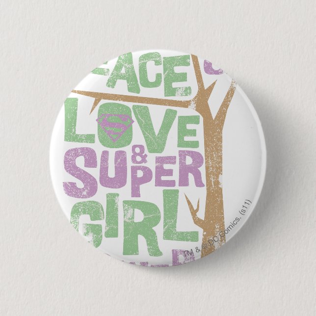 Badge Rond 5 Cm Peace Love & Supergirl Power (Devant)