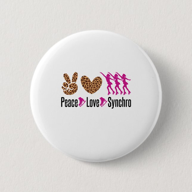 Badge Rond 5 Cm Peace Love Synchro patinage synchronisé (Devant)