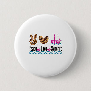 Badge Rond 5 Cm Peace Love Synchro Synchronisé Natation Artistique