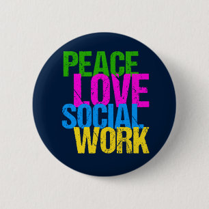 Badge Rond 5 Cm Peace Love Travail social
