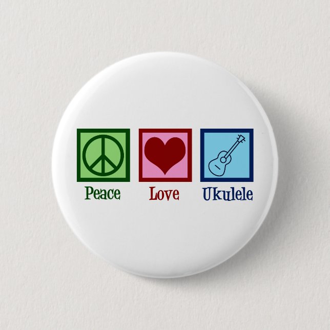 Badge Rond 5 Cm Peace Love Ukulele (Devant)