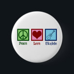 Badge Rond 5 Cm Peace Love Ukulele<br><div class="desc">Peace Love Ukulele. Un joli cadeau de joueur de ukuleles avec un signe de paix cool,  le coeur et l'instrument uke.</div>