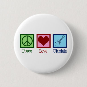 Badge Rond 5 Cm Peace Love Ukulele