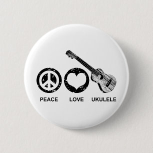 Badge Rond 5 Cm Peace Love Ukulele