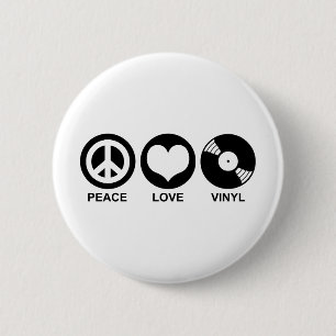 Badge Rond 5 Cm Peace Love Vinyl