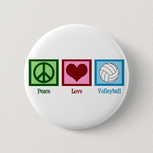 Badge Rond 5 Cm Peace Love Volley (Devant)
