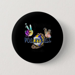 Badge Rond 5 Cm Peace Love Volleyball Maman Vie Maman Grand-mère L