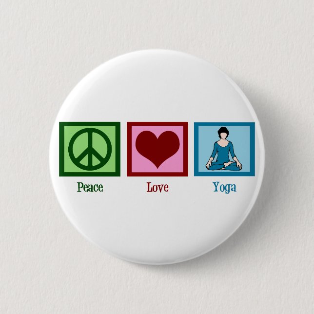 Badge Rond 5 Cm Peace Love Yoga (Devant)