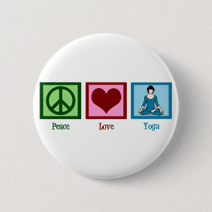 Badge Rond 5 Cm Peace Love Yoga