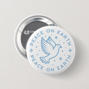 Badge Rond 5 Cm Peace on Earth colombe bleu esthétique