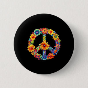 Badge Rond 5 Cm Peace Sign Love 60s les années 70 Super Hippie Cos