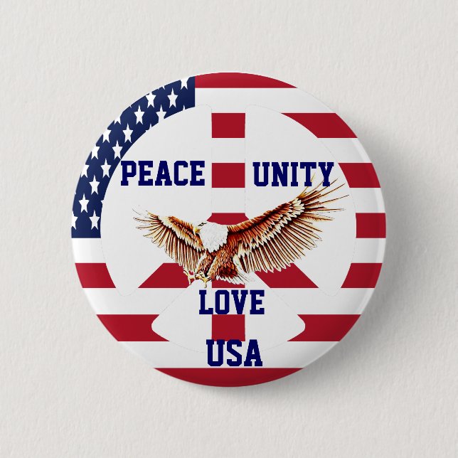Badge Rond 5 Cm Peace, Unity, Love, USA_Button (Devant)