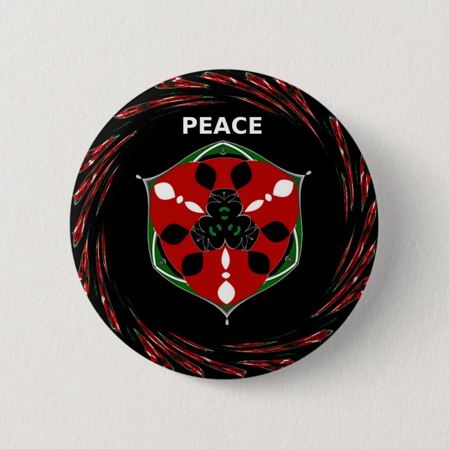 Badge Rond 5 Cm "Peace : with Shield Emblem" (Devant)